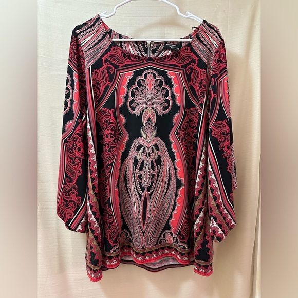 Alfani Tops - Alfani Woman 1X Red & Black Baroque Print Tunic Dress/Top